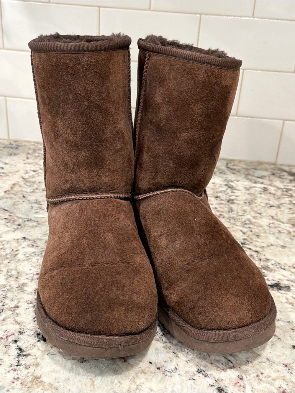 UGG Classic Short Suede Ankle Boots in Brown
